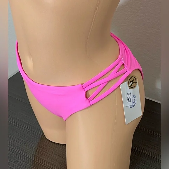 Hurley Swim Bikini Bottom with Side Straps in Pink NWT Size M - Picture 9 of 10